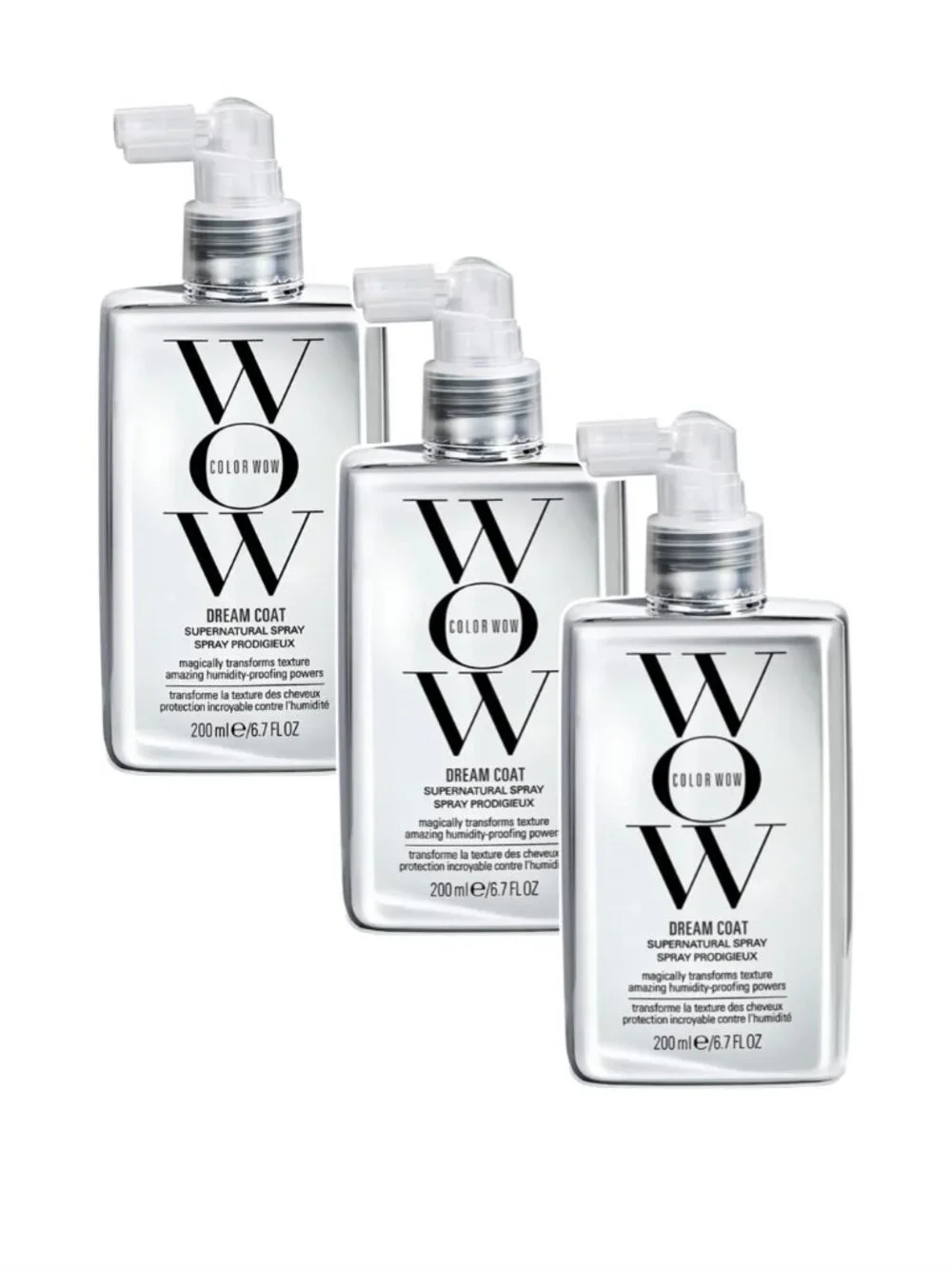 3x NEW COLOR WOW Dream Coat Supernatural Spray Full Size 6.7 Fl Oz Bundle Silver